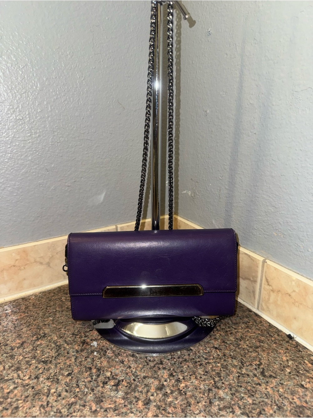 Christian Louboutin rare Purple Leather Rougissime Clutch / Crossbody Bag
